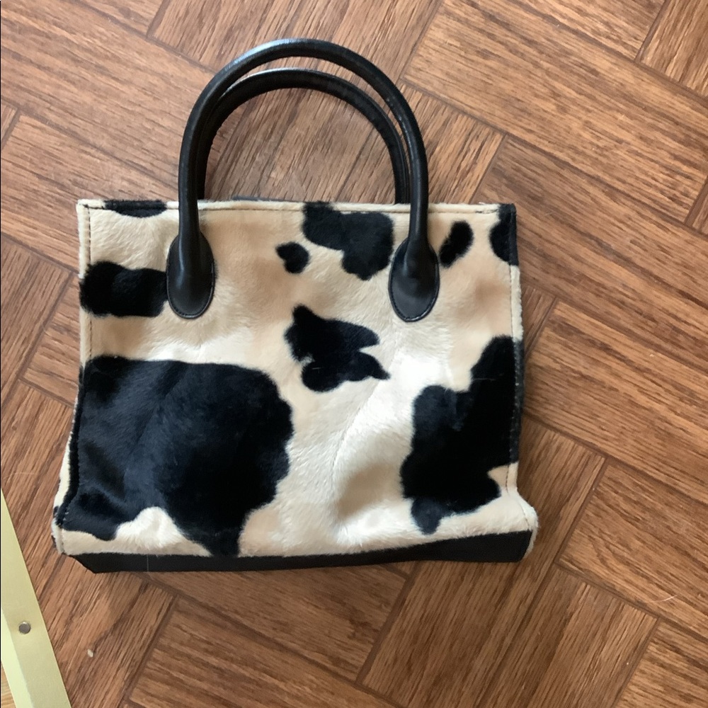 Faux cowhide handbag